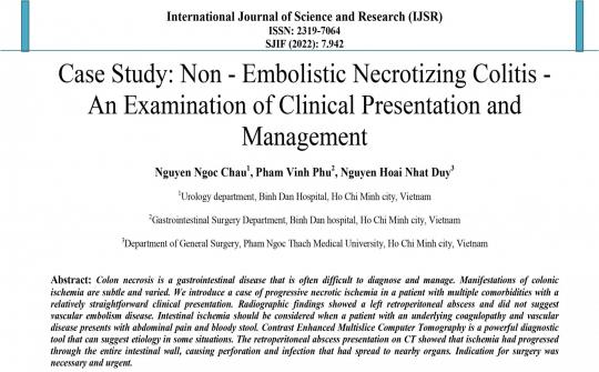 Case Study: Non - Embolistic Necrotizing Colitis - An Examination of Clinical Presentation and  Management
